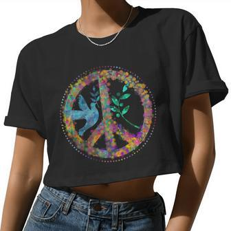 Earth Watercolor Peace Sign Tshirt Women Cropped T-shirt - Monsterry DE