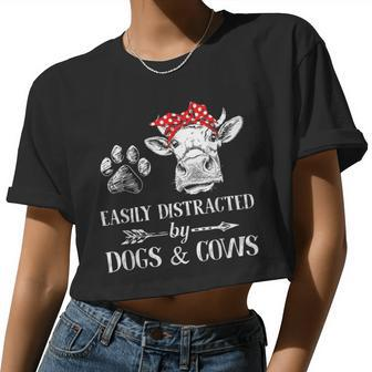 Easily Distracted By Dogs And Cows Women Women Cropped T-shirt - Monsterry AU