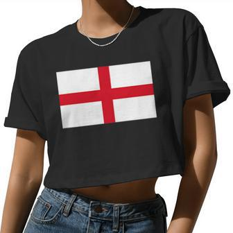 England Flag British Uk English Cross Flags Women Women Cropped T-shirt - Monsterry