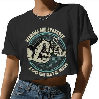 Father Grandpa Vintage Grandma And Grandson Bond That Cant Be Broken Family Dad Women Cropped T-shirt - Monsterry UK