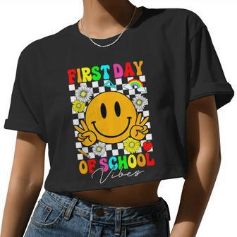 First Day Of School Vibes Teachers Students Back To School Women Cropped T-shirt - Monsterry DE