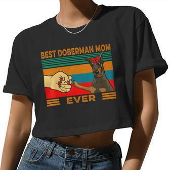 Fist Bump Best Doberman Mom Ever Women Cropped T-shirt - Monsterry