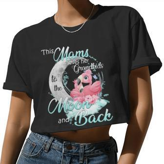Flamingo This Mams Loves Her Grandkids To The Moon And Back Women Cropped T-shirt - Monsterry AU