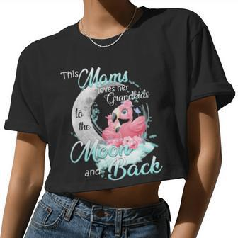 Flamingo This Mams Loves Her Grandkids To The Moon And Back Women Cropped T-shirt - Monsterry AU