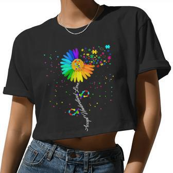 Floral Autism Awareness Daisy Flower For Mom Women Cropped T-shirt - Monsterry AU