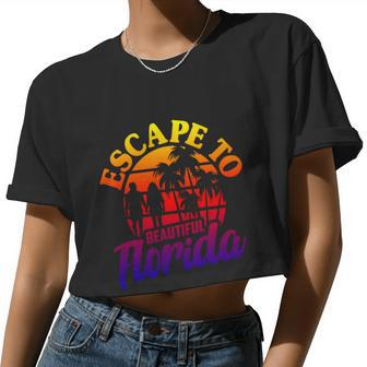 Florida Escape To Beautiful Florida Vintage Desantis Escape Great Women Cropped T-shirt - Monsterry