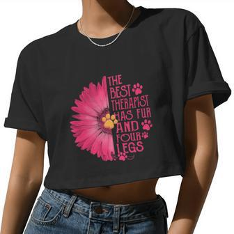 Flower The Best Therapist Has Fur And Four Legs Women Cropped T-shirt - Monsterry AU