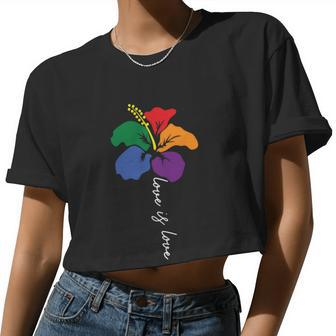 Flower Love Is Love Lgbt Gay Pride Lesbian Bisexual Ally Quote Women Cropped T-shirt - Monsterry DE