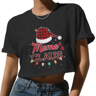 French Grandma Meme Claus Santa Outfit Plaid Xmas Cute Women Cropped T-shirt - Monsterry