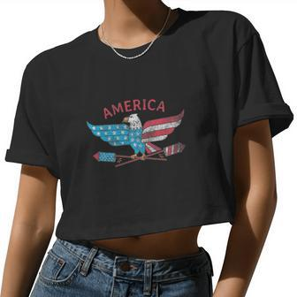 4Th Of July American Eagle Women Cropped T-shirt - Monsterry