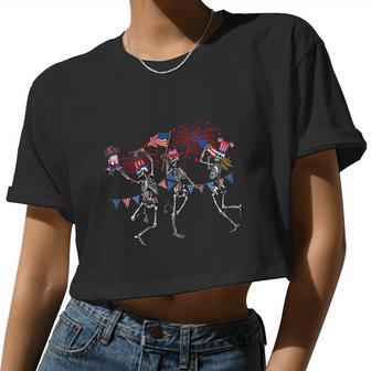 4Th Of July Dancing Skeleton Memorial Day Women Cropped T-shirt - Monsterry UK