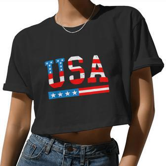 4Th Of July Merica America Flag Usa Women Cropped T-shirt - Monsterry AU