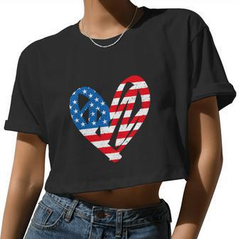 4Th July Partiotic Heart American Women Cropped T-shirt - Monsterry DE