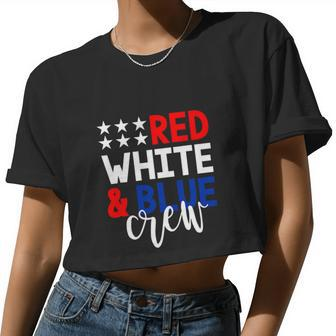 4Th Of July Red White Blue Crew Women Cropped T-shirt - Monsterry