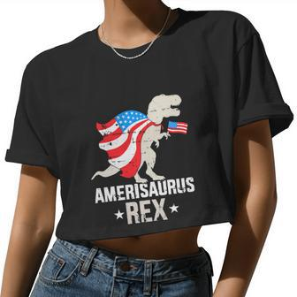 Amerisaurus 4Th Of July Women Cropped T-shirt - Monsterry