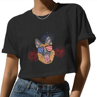 Australian Cattle Dog Heeler American Flag Plus Size Shirt For Women Cropped T-shirt - Monsterry