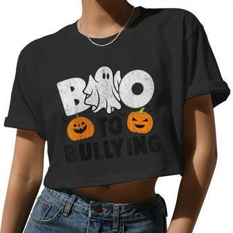 Boo To Bullying Orange Unity Day Halloween Teacher Kid Women Cropped T-shirt - Monsterry UK
