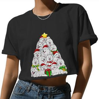 Christmas American Eskimo Pajama Shirt Tree Dog Xmas Women Cropped T-shirt - Monsterry UK