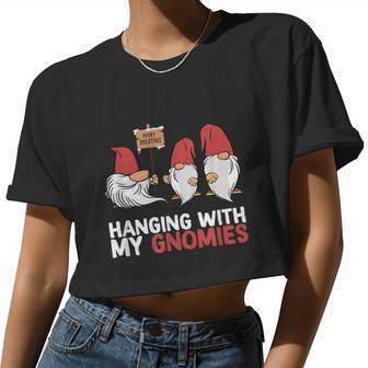 Christmas Hanging With My Gnomies Gnomes Merry Christmas Eve Women Cropped T-shirt - Monsterry DE