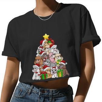 Christmas Poodle Pajama Shirt Tree Dog Dad Mom Xmas Women Cropped T-shirt - Monsterry UK