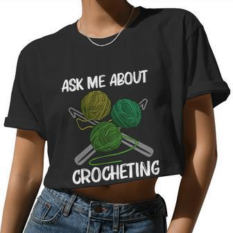 Crocheting Art For Men Women Crochet Handicraft Lovers Cool Women Cropped T-shirt - Monsterry