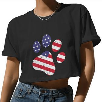 Dog Paw American Flag Cute 4Th Of July Women Cropped T-shirt - Monsterry CA