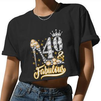 40 Fabulous 40 Years 40Th Birthday Diamond Crown Shoes V2 Women Cropped T-shirt - Monsterry