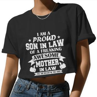 I'm A Proud Son In Law Of A Freaking Awesome Mother In Law Women Cropped T-shirt - Monsterry DE