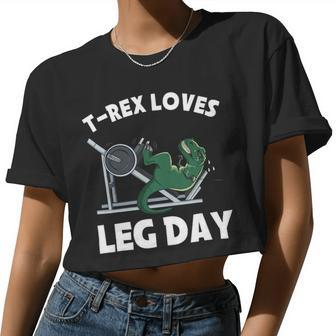 Gym Trex Loves Leg Day Dinosaur Men Women Women Cropped T-shirt - Monsterry