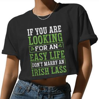 Irish Wife Cute St Patrick's Day Lass Girl Women Cropped T-shirt - Monsterry UK
