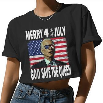 Joe Biden Merry 4Th July Confused God Save The Queen Women Cropped T-shirt - Monsterry AU