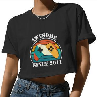 Retro Vintage Since 2011 11Th Birthday 11 Years Gamer Women Cropped T-shirt - Monsterry AU