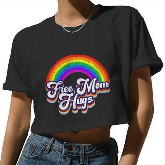 Retro Vintage Free Mom Hugs Rainbow Lgbtq Pride Women Cropped T-shirt - Monsterry UK