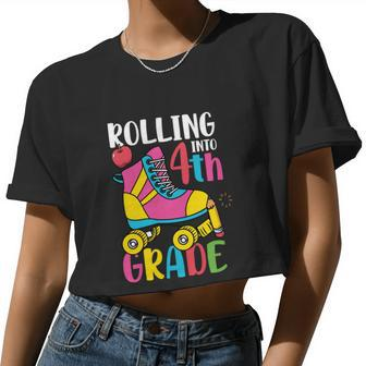 Rolling Into 4Th Grade Back To School Women Cropped T-shirt - Monsterry DE
