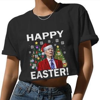 Santa Biden Happy Easter Christmas Women Cropped T-shirt - Monsterry DE