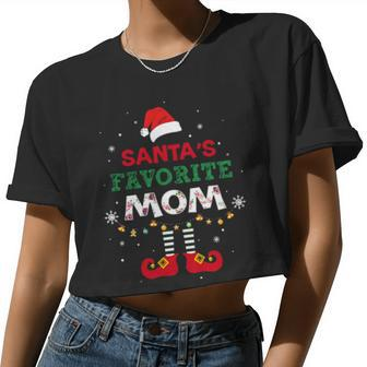 Santa Mom Floral Xmas Birthday Women Cropped T-shirt - Monsterry