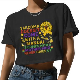 Sarcoma Mother Quote Sunflower With Butterflies Women Cropped T-shirt - Monsterry