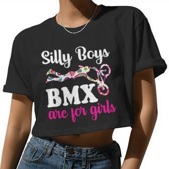 Silly Boys Bmx Are For Girls Bike Racing Girl Women Cropped T-shirt - Monsterry AU