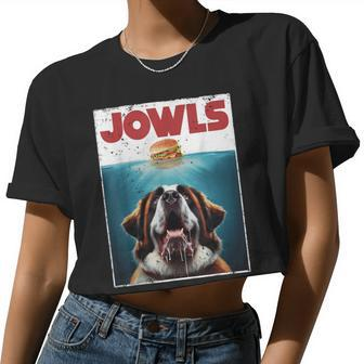 St Bernard Jowls Burger Saint Giant Dog Mom Dad Women Cropped T-shirt - Monsterry DE