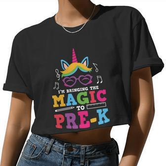 Unicorn I'm Bringing The Magic Pre_K Back To School Women Cropped T-shirt - Monsterry