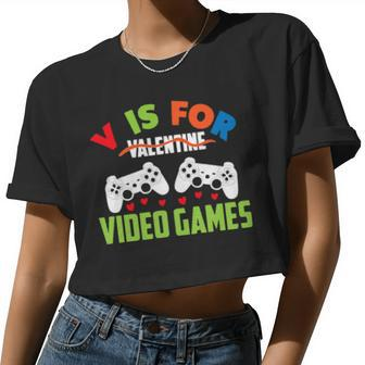 Video Games Valentine Day Classic Women Women Cropped T-shirt - Monsterry