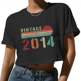 Vintage 2014 8 Years Old Boys And Girls 8Th Birthday Women Cropped T-shirt - Monsterry