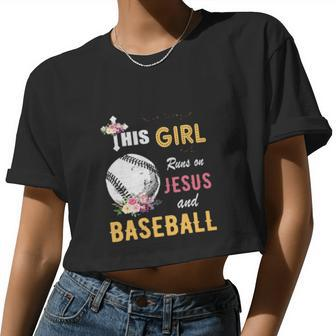 Watercolor Girl Run On Jesus And Baseball Women Cropped T-shirt - Monsterry DE