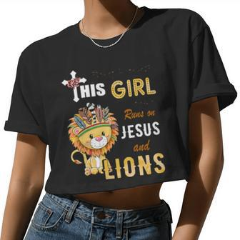Watercolor Girl Run On Jesus And Lions Women Cropped T-shirt - Monsterry AU