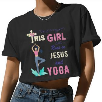 Watercolor Girl Run On Jesus And Yoga Women Cropped T-shirt - Monsterry CA