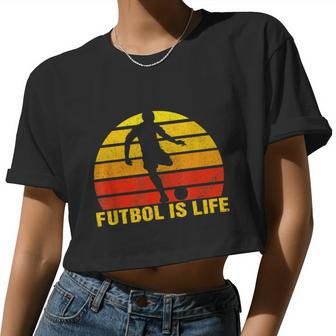 Futbol Is Life Vintage Soccer Player Sports Futbol Women Cropped T-shirt - Monsterry