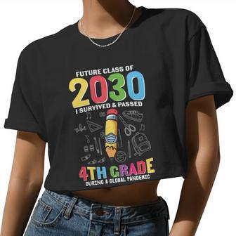 Future Class Of 2030 4Th Grade Back To School First Day Of School Women Cropped T-shirt - Monsterry AU