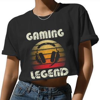 Gaming Legend Pc Gamer Video Games Boys Teens Vintage Women Cropped T-shirt - Monsterry