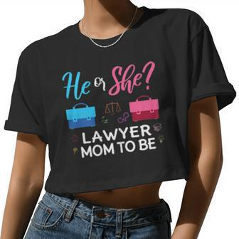 Gender Reveal He Or She Mom To Be Lawyer Future Mother Women Cropped T-shirt - Monsterry UK
