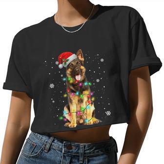 German Shepherd Dog Tree Christmas Sweater Xmas Dogs Tshirt V2 Women Cropped T-shirt - Monsterry AU